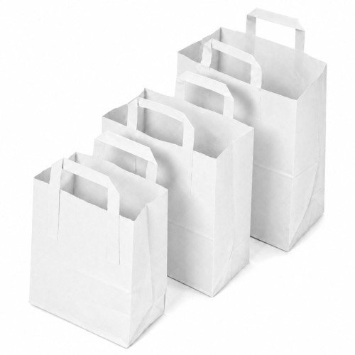 White Paper Bags with Handles | Small, Medium & Large