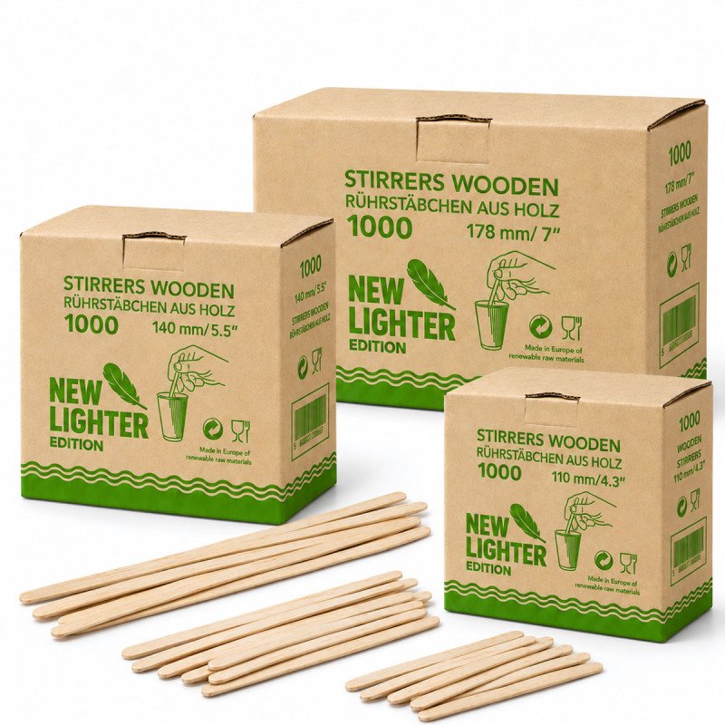 Wooden Coffee Stirrers - 4.3" / 5.5" / 7"
