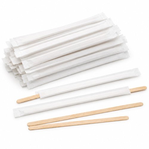 Individually Wrapped Wooden Coffee Stirrers - 5.5", 7"