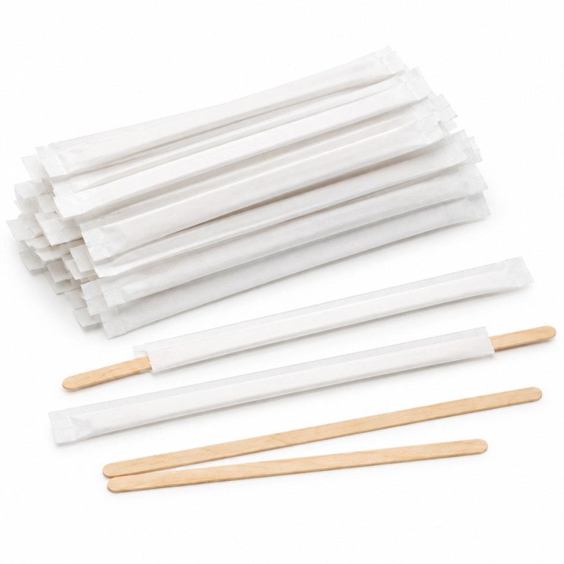 Individually Wrapped Wooden Coffee Stirrers - 5.5", 7"