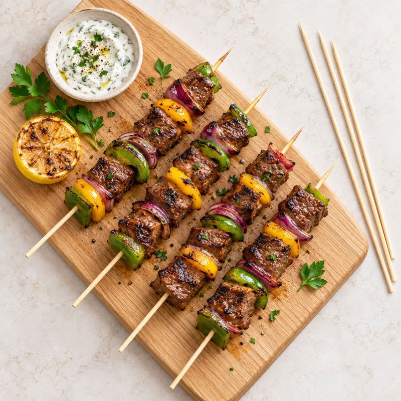 Wooden BBQ Skewers for Kebabs & Grilling