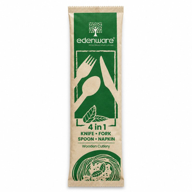 Wooden Cutlery Sets 4-in-1 Individually Wrapped | GreenFeel