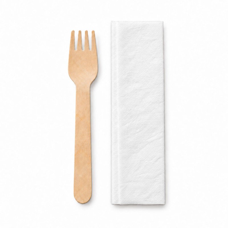 Individually Wrapped Wooden Fork & Napkin Sets | GreenFeel