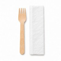Individually Wrapped Wooden Fork & Napkin Sets | GreenFeel