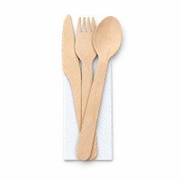 Wooden Cutlery Sets 4-in-1 Individually Wrapped | GreenFeel