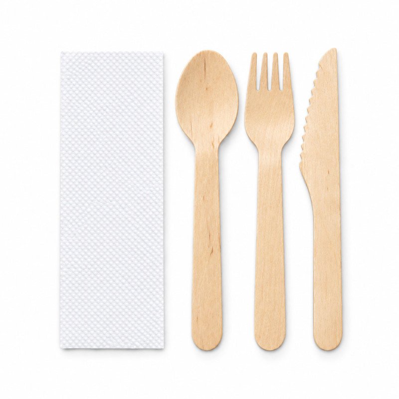 Wooden Cutlery Sets 4-in-1 Individually Wrapped | GreenFeel