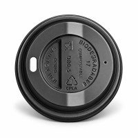 8oz Black Compostable Sip-Through Coffee Cup Lids