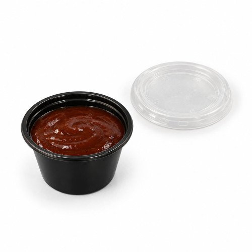 3oz Black Deli Pot & PP Plastic Lids - GreenFeel
