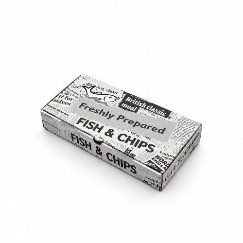 Small Cardboard Newsprint Fish and Chip Box