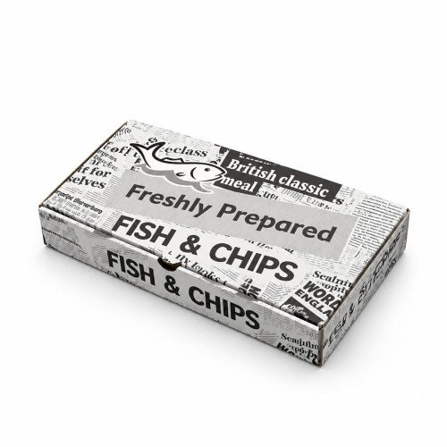 Medium Cardboard Newsprint Fish and Chip Box