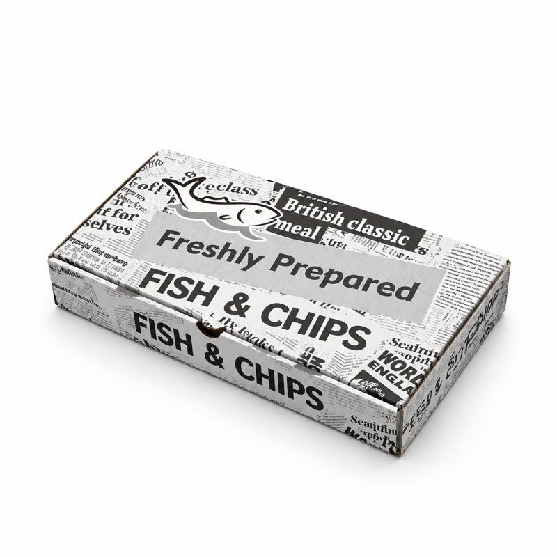 Medium Cardboard Newsprint Fish and Chip Box