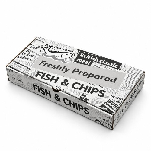 Large Cardboard Newsprint Fish and Chip Box