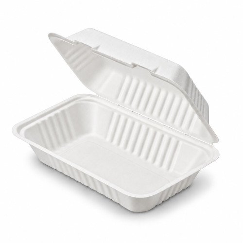 9 x 6" Bagasse Clamshell Containers - GreenFeel