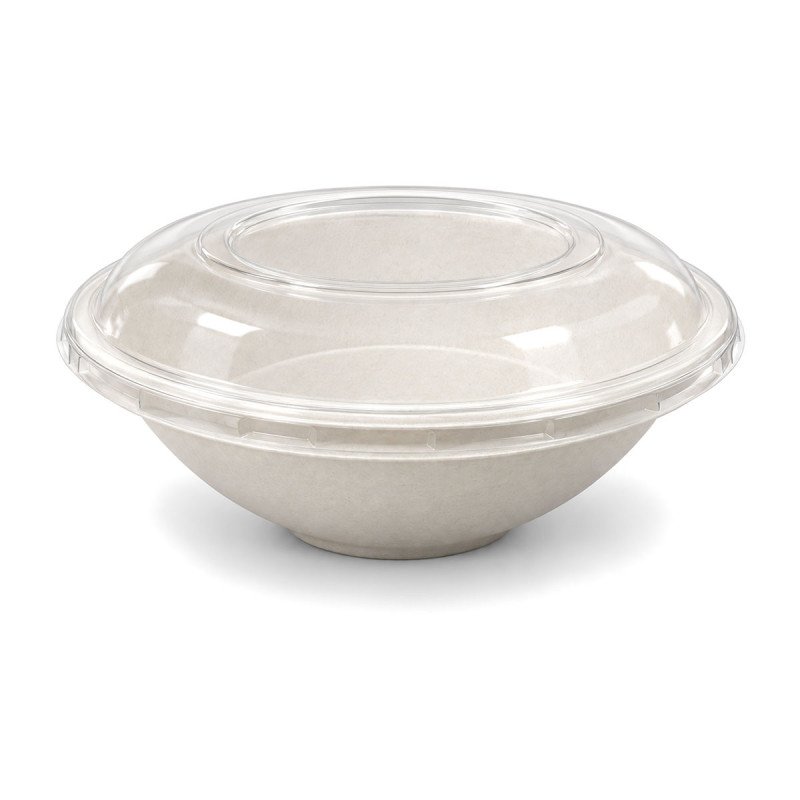 950cc Bagasse Round Bowl & rPET Lid - GreenFeel