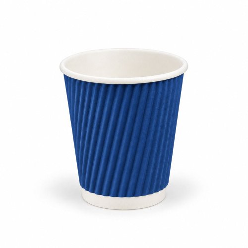 8oz Navy Blue Ripple Paper Cups - GreenFeel