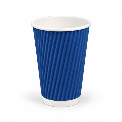 12oz Navy Blue Ripple Paper Cup - GreenFeel