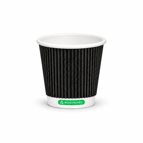 4oz Biodegradable Black Ripple Cups