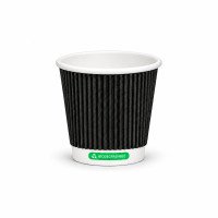 4oz Biodegradable Black Ripple Cups