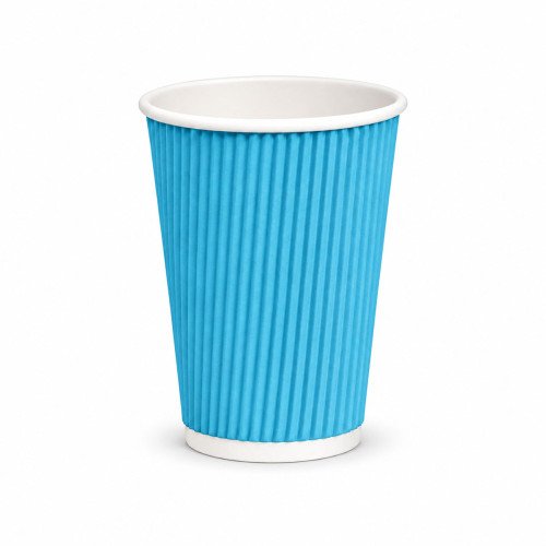 12oz Sky Blue Ripple Paper Cup - GreenFeel