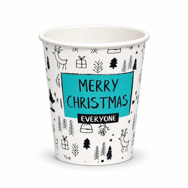 8oz Single Wall Christmas Paper Cup - GreenFeel