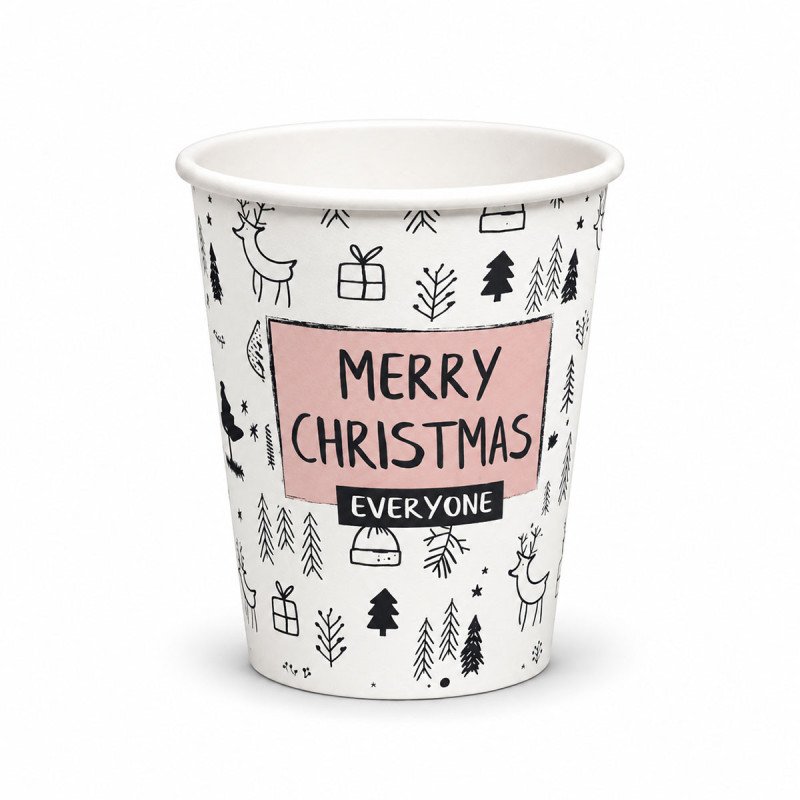 8oz Single Wall Christmas Paper Cup - GreenFeel