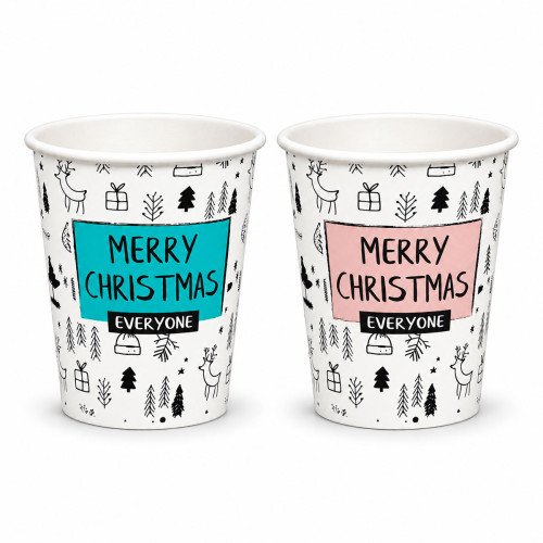 8oz Single Wall Christmas Paper Cup - GreenFeel