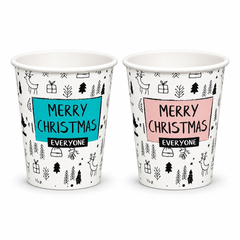 8oz Single Wall Christmas Paper Cup - GreenFeel