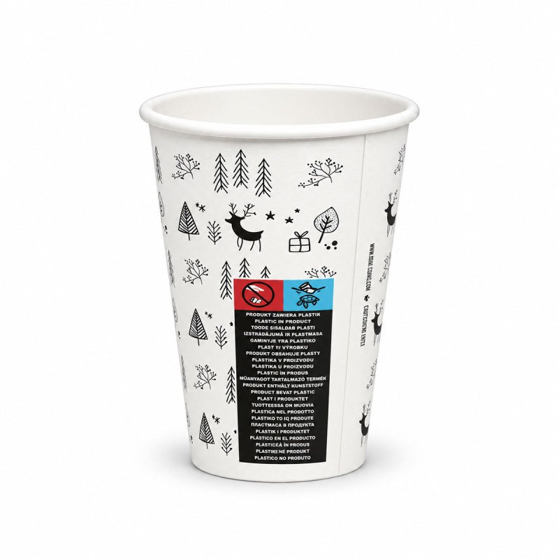 12oz Single Wall Christmas Paper Cup - GreenFeel