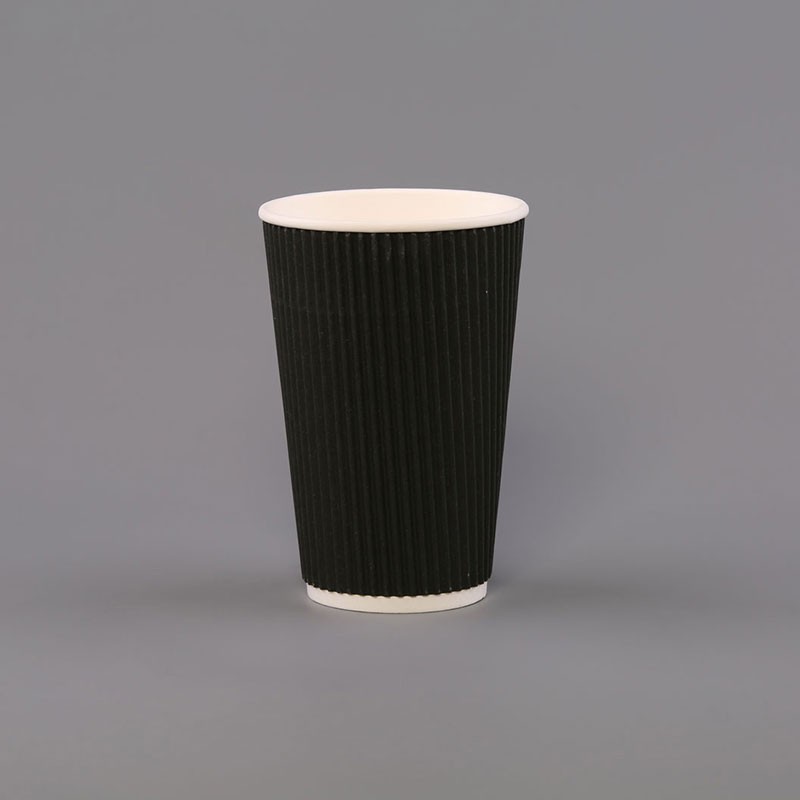 16oz Black Ripple Paper Cups