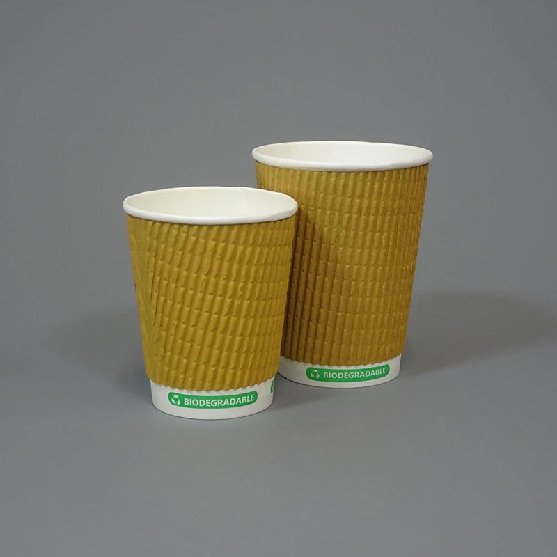 8oz Kraft Biodegradable Ripple Paper Cup