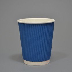 8oz Navy Blue Ripple Paper Cups - GreenFeel