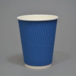 12oz Navy Blue Ripple Paper Cup - GreenFeel