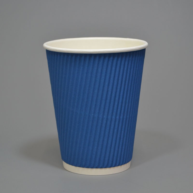 12oz Navy Blue Ripple Paper Cup