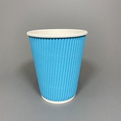 12oz Sky Blue Ripple Paper Cup - GreenFeel