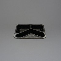 1480cc Three Compartment Black Rectangular Plastic Containers - GreenFeel