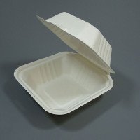 6 x 6" Bagasse Clamshell Burger Boxes - GreenFeel