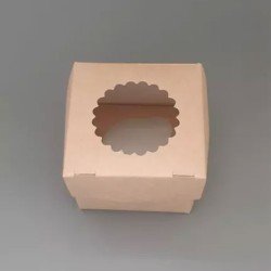 One Hole Kraft Windowed Cupcake Boxes - GreenFeel