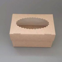 Two Holes Kraft Windowed Cupcake Boxes - GreenFeel