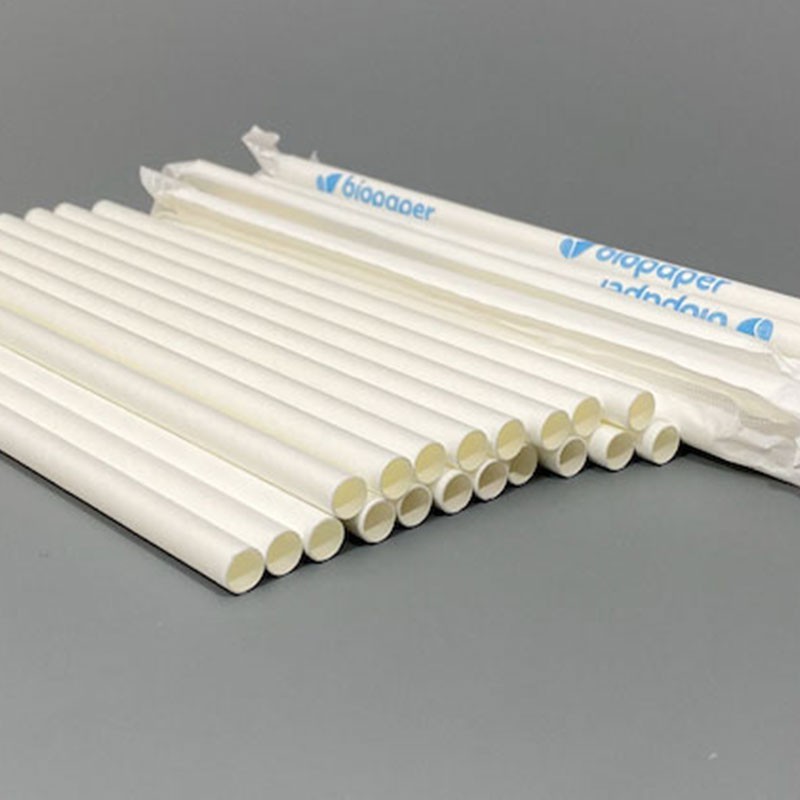 Individually Wrapped White Paper Straws 200mm x 8mm
