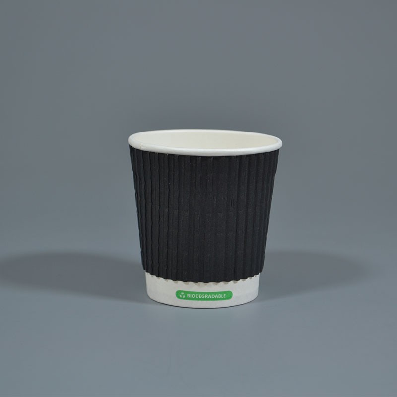 4oz Black Biodegradable Ripple Paper Cups
