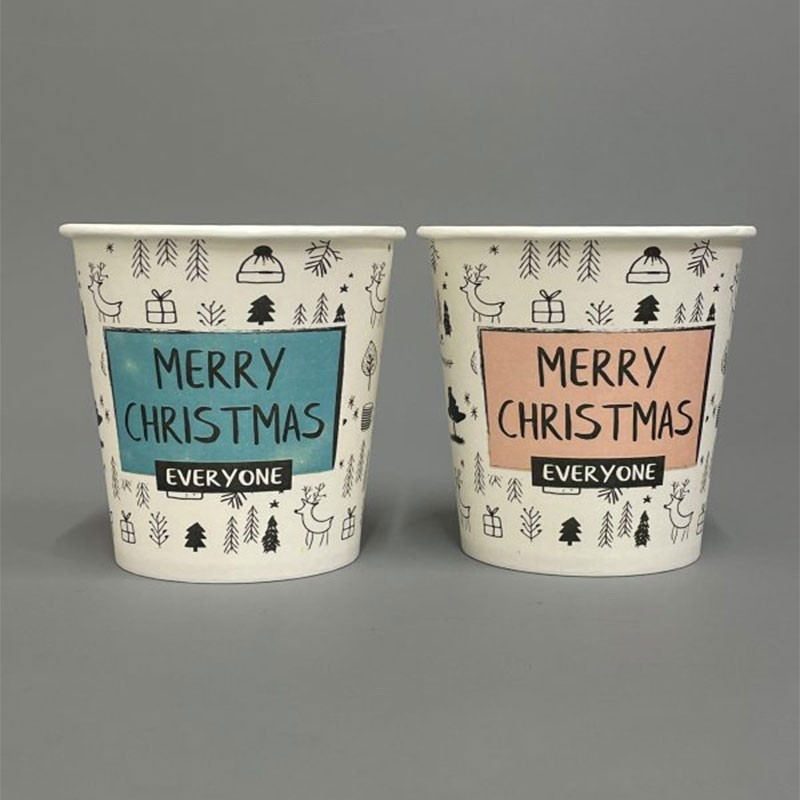8oz Single Wall Christmas Paper Cup