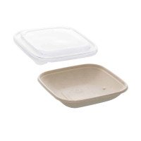 17oz Sabert Pulp Square Bowls & rPET Lids - GreenFeel