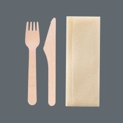 Wooden Cutlery Sets 3 in 1 Individually Wrapped - GreenFeel