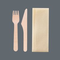 Wooden Cutlery Sets 3 in 1 Individually Wrapped - GreenFeel