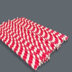 Red & White Striped Paper Straws - 200 x 6mm - GreenFeel